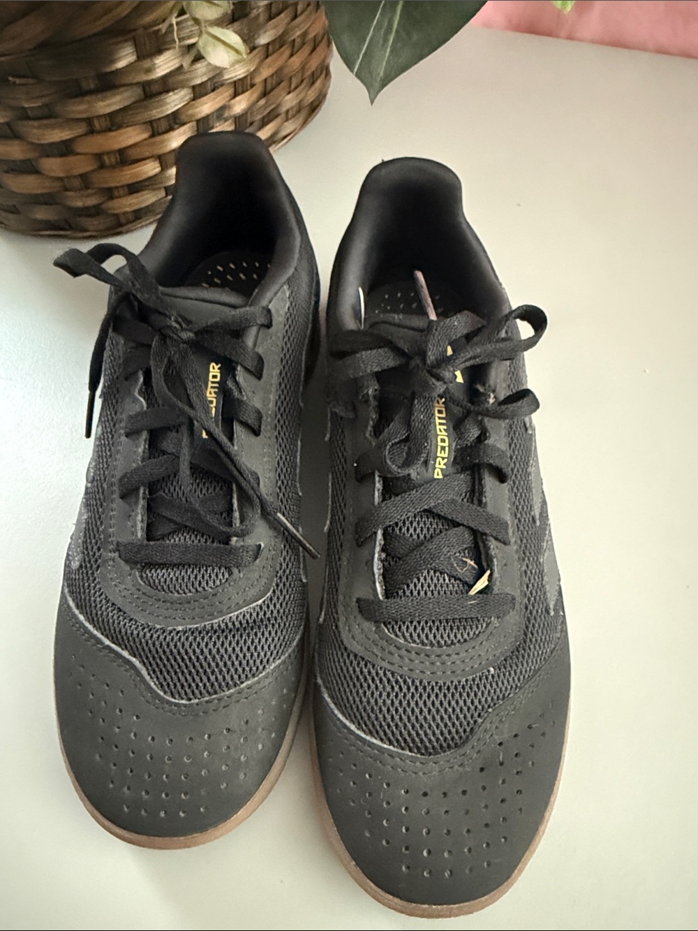 adidas Kids Black Mesh Sneakers with Gum Sole